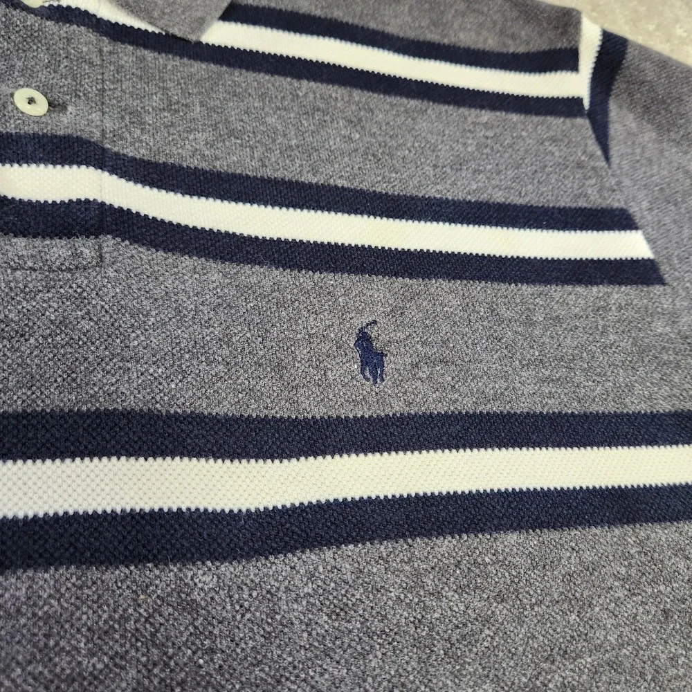 Vintage Polo Ralph Lauren Shirt Men XL Waffle Knit Heavy Cotton Polo Striped 90s